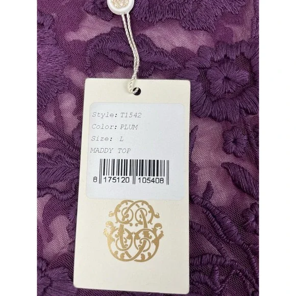 New Candela Blouse Floral Embroidered Mesh Sheer Fairy Romantic Victorian Size L - Picture 10 of 13